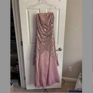 Rose Pink Strapless Prom Dress